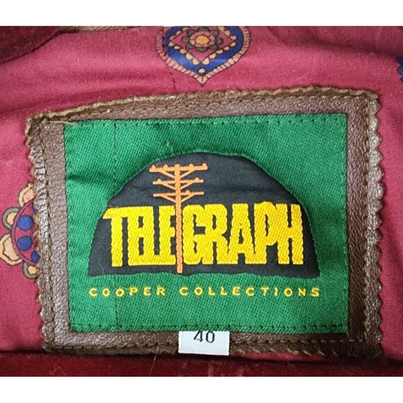 Telegraph by Cooper Leather Jacket Mens Size 40 Brown Full Zip Vintage Bomber - Picture 4 of 16